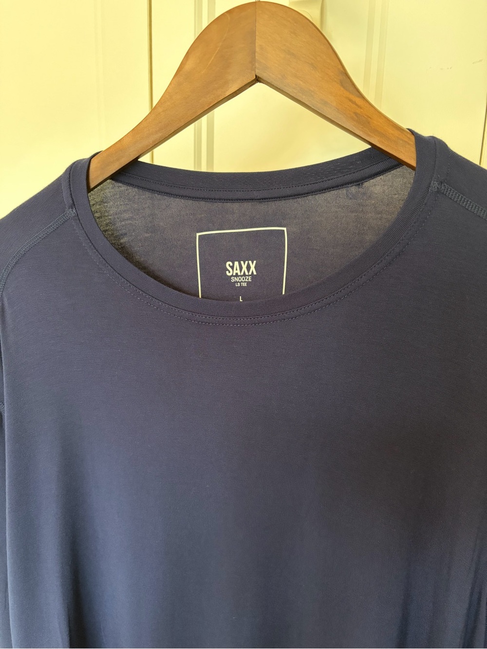 Saxx Men's Navy Long Sleeve Crew Neck Shirt.